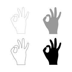 The sign perfectly shows the hand   the black and grey color set icon .