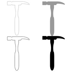 Hammer  the black and grey color set icon .