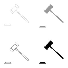 The judicial hammer   the black and grey color set icon .