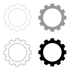 Gear   the black and grey color set icon .