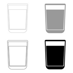 Glass with fluid   the black and grey color set icon .