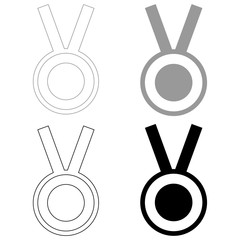 Medal   the black and grey color set icon .