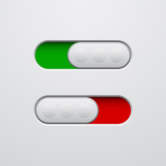 Set of slide button in on and off position, vector illustration