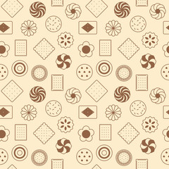 seamless pattern of cookies, biscuit and cracker. suitable for use as wrapping paper,  greeting card or backdrop of party