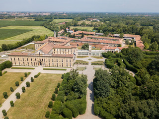 Villa Arconati, Castellazzo, Bollate, Milano, Italia. Vista aerea. Giardini e parco, Parco delle...
