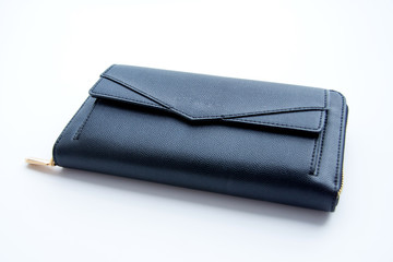 black wallet on white background.
