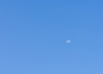 Blue sky and the moon in the daytime