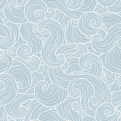 Seamless abstract hand-drawn waves pattern