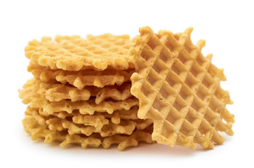 homemade crisp Waffle. isolated on white background
