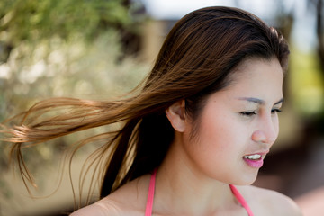 Portrait of happy charming Thailand woman