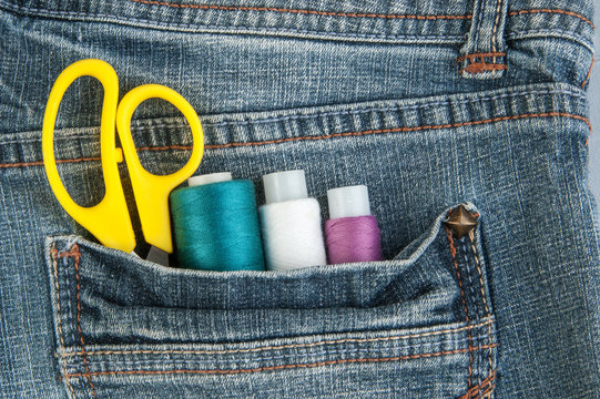 Closeup to pocket with tailor tools