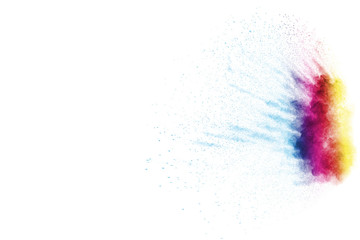 color powder explosion on white  background.