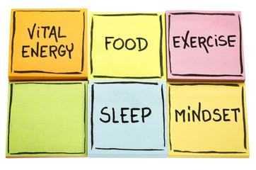 vital energy concept on sticky notes