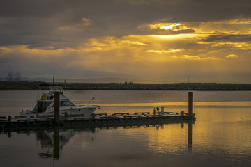 Fototapeta na wymiar Richmond Fisherman's Wharf at beautiful sunset, Vancouver B.C. Canada