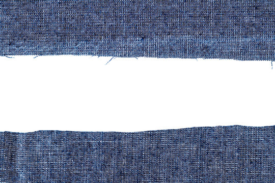 Pieces of dark blue jeans fabric