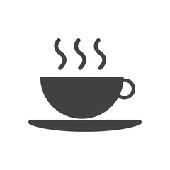 Hot beverage cup icon, filled flat sign, solid glyph pictogram, Cafe vector illustration