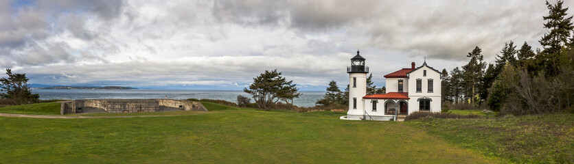 Admiralty Head Lighthouse, Fort Casey, Washington. Fort Casey Historical State Park. The Admiralty Head Light is a deactivated aid to navigation located  near Coupeville, Island County, Washington. © LoweStock