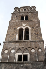 Fototapeta premium Bell tower of the Cathedral in the old Caserta, Italy