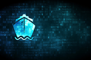 Vacation concept: Ship on digital background