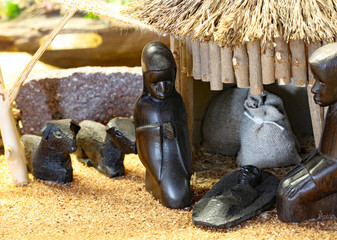 Nativity scene from Tanzania  with the holy family with figures