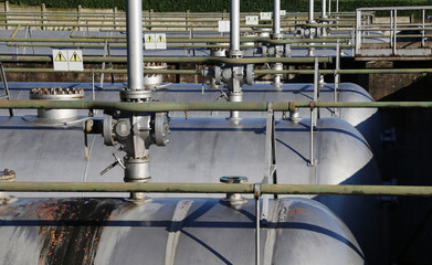 tanks for storing natural gas in the large industrial plant with