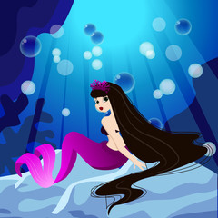 Vector background with an underwater world