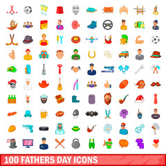 100 fathers day icons set, cartoon style