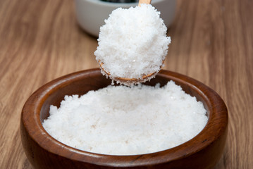 Salt in a wooden cup