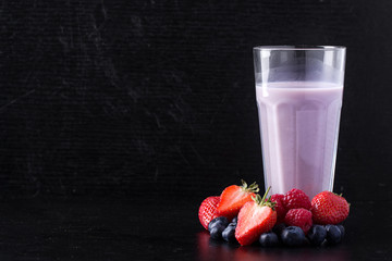 Berry, multifruit and banana milkshakes