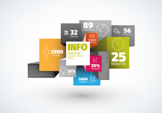 Overlapping 3D Cube Infographic Layout 1