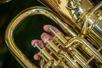 Obraz na płótnie Canvas Close up of horn valves