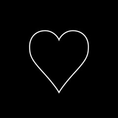 Heart icon black and white vector illustration