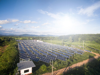 Fototapeta na wymiar Solar panels (solar cell) in solar farm to create the clean electric power.