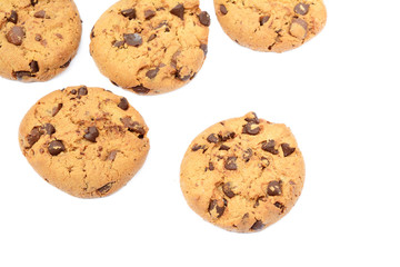 Tasty biscuits with chocolate isolated on a white background