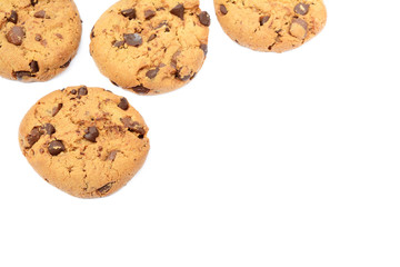 Tasty biscuits with chocolate isolated on a white background