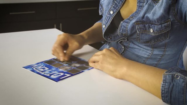 Woman playing the lottery.