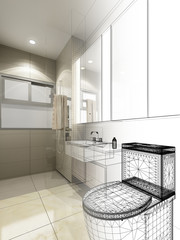 abstract sketch design of interior bathroom 