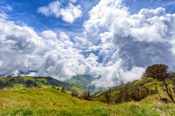 Dramatic afternoon clouds on the top of an Andean mountain near Salento, Colombia.