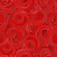 Red roses seamless vector pattern