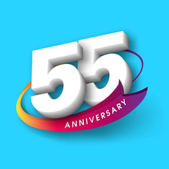 Anniversary emblems 55 anniversary template design - obrazy, fototapety, plakaty