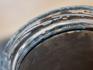 rim without lid of glass jar macro