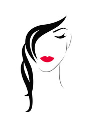 Woman with long hair.