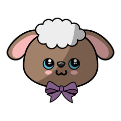 kawaii sheep animal icon over white background colorful design vector illustration