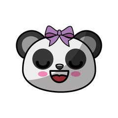 kawaii panda bear animal icon over white background colorful design vector illustration
