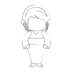 japanese girl with kimono dress icon over white background vector illustration