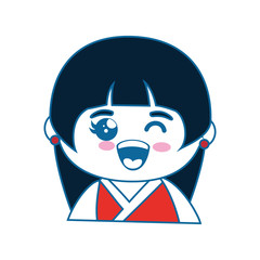 cartoon japanese girl icon over white background colorful design vector illustration