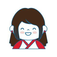 cartoon japanese girl icon over white background colorful design vector illustration