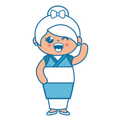 japanese girl wearing a kimono dress icon over white background colorful design vector illustration