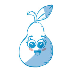 pear fruit with cartoon face icon over white background vector illustration