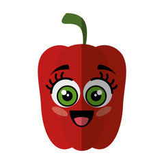 pepper vegetable with cartoon face icon over white background vector illustration